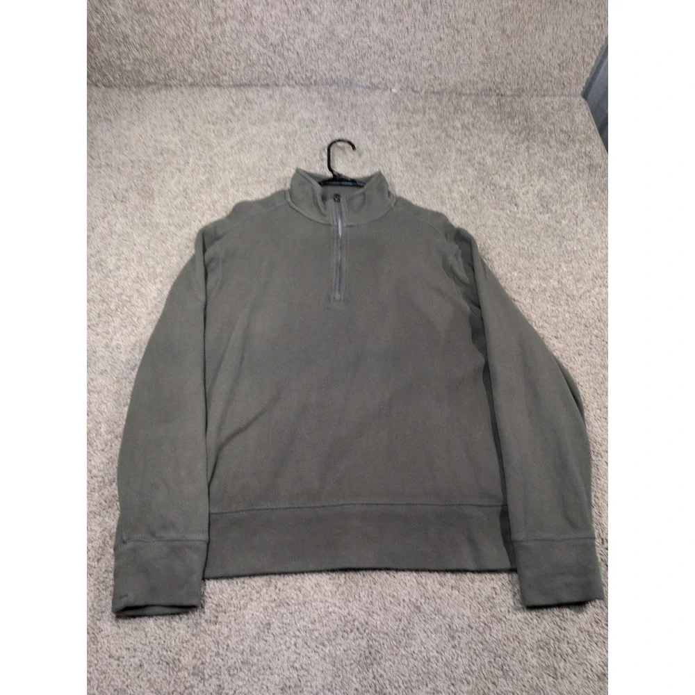 Banana Republic Mens Large Olive Green Quarter Zip Fleece‎ Pullover Sweatshirt